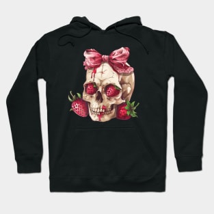 Coquette Strawberry Skull Hoodie